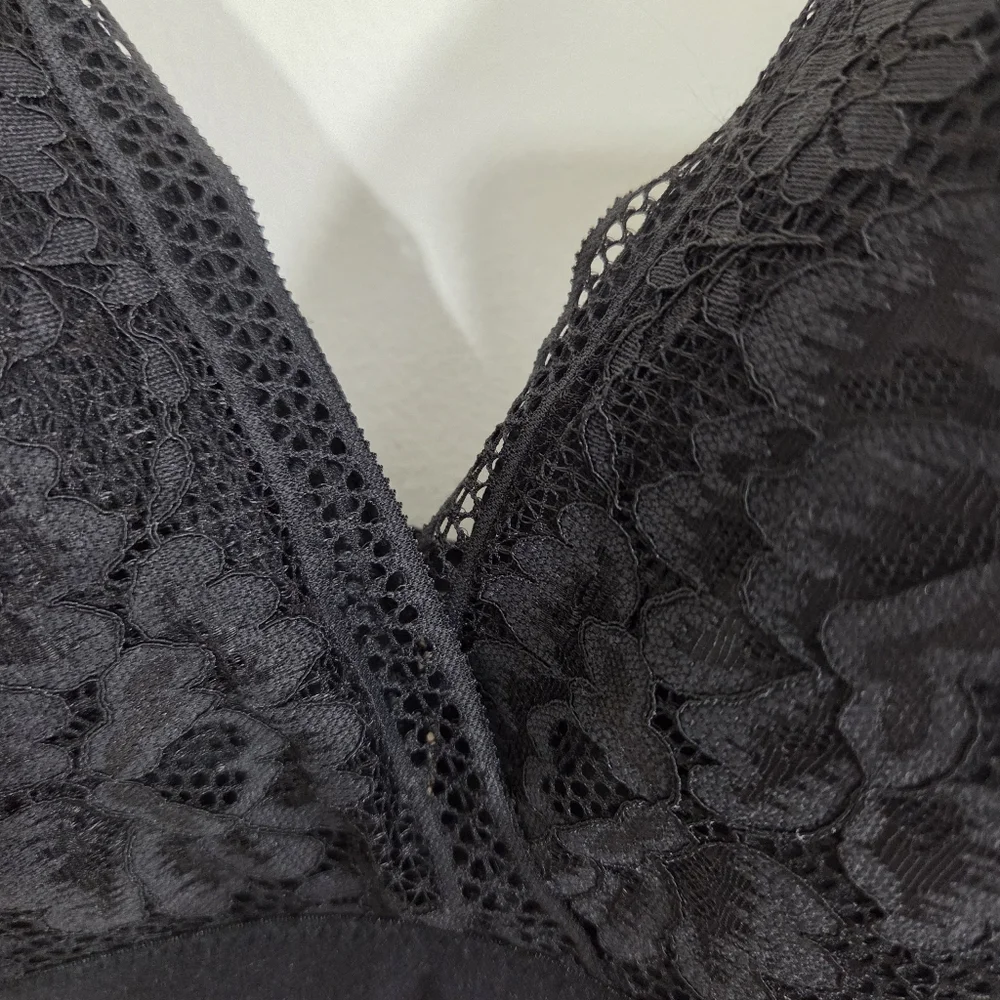NWT Knix Knixy Lace Deep V Bralette Bra Black Wire Free Size XXL
